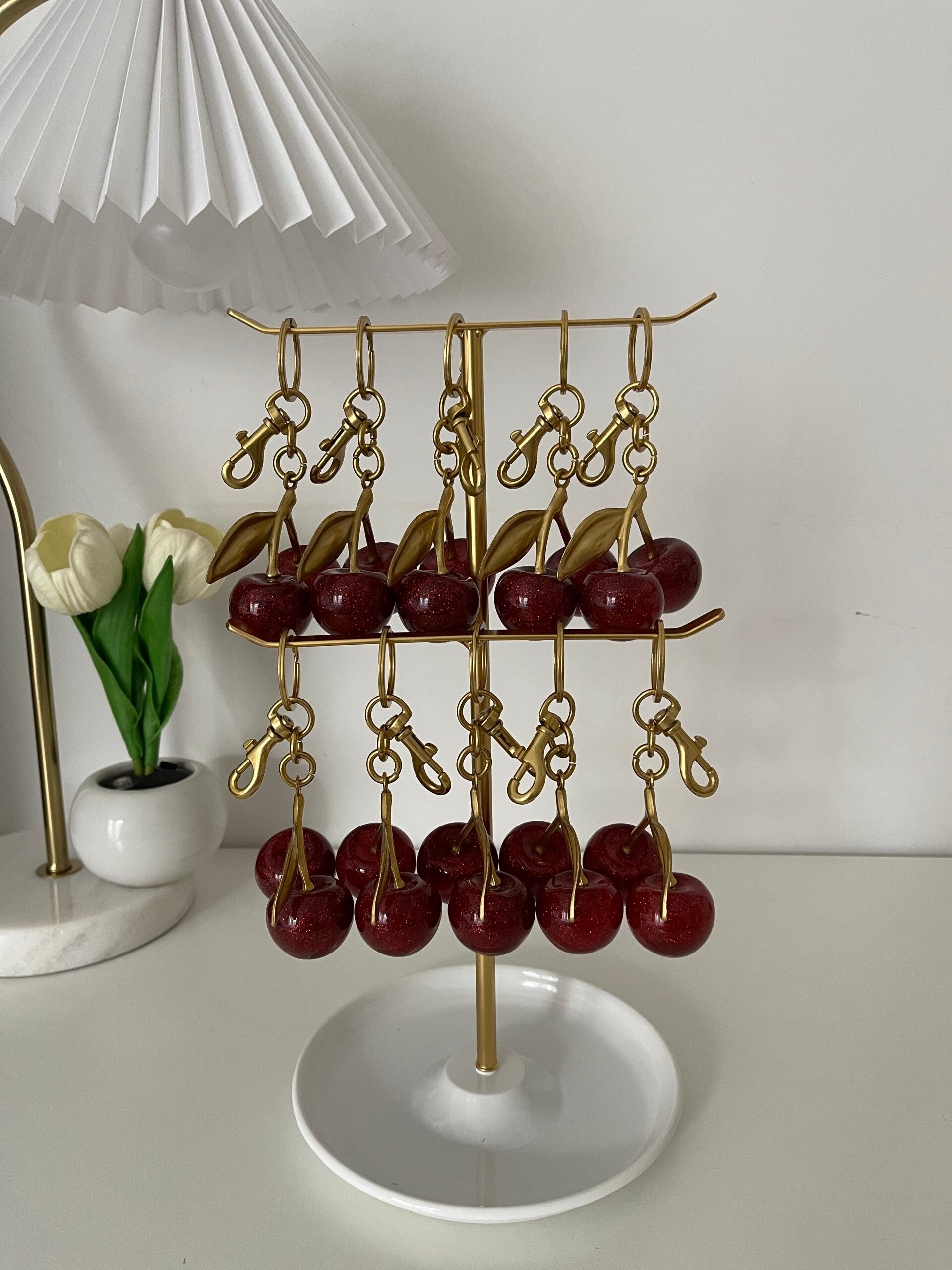 Red & Gold Cherry Charms