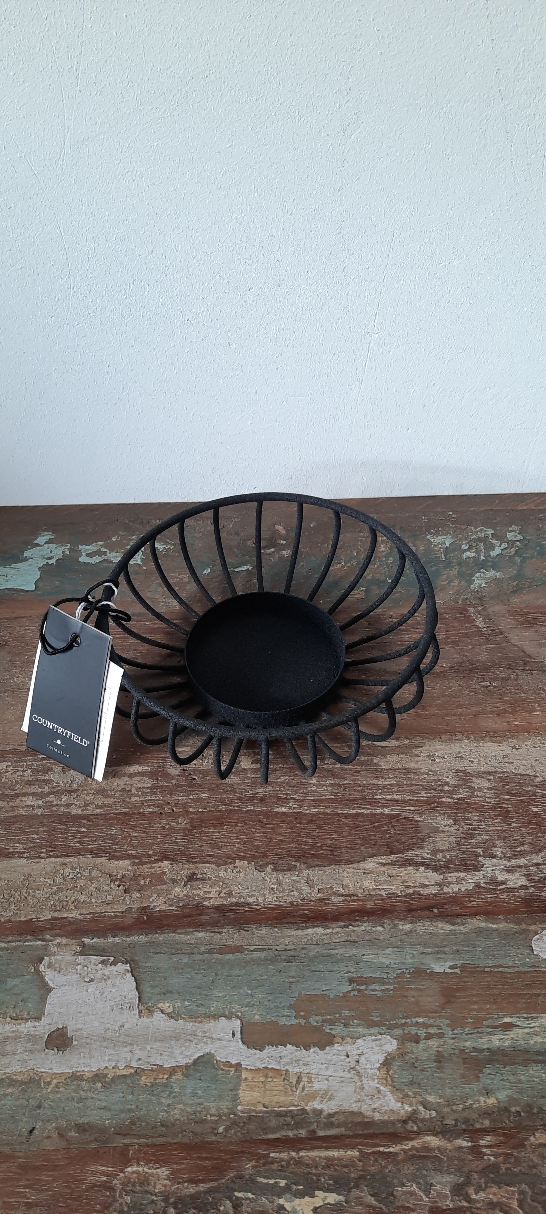 Kandelaar krans zwart metaal D16,5cm