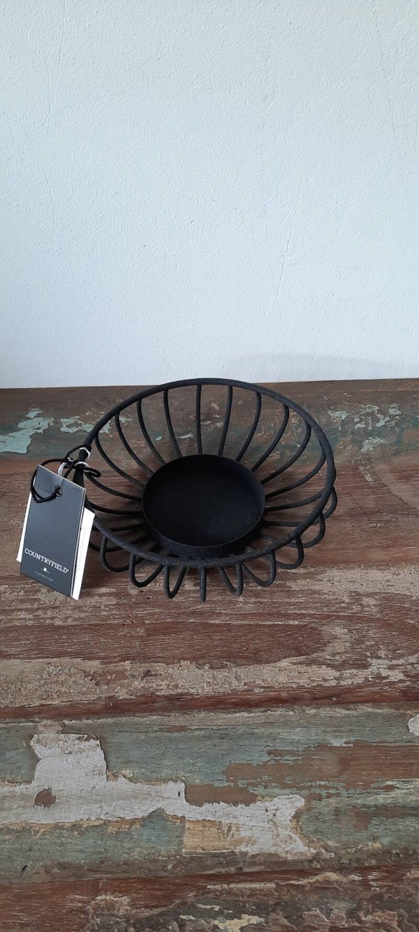 Kandelaar krans zwart metaal D16,5cm