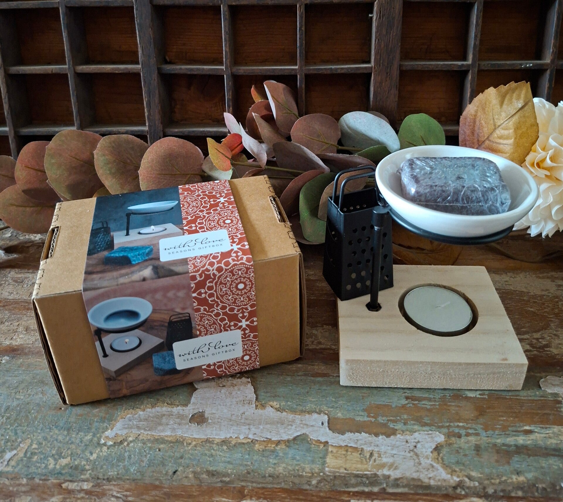Set waxwarmer-rasp-amberblokje