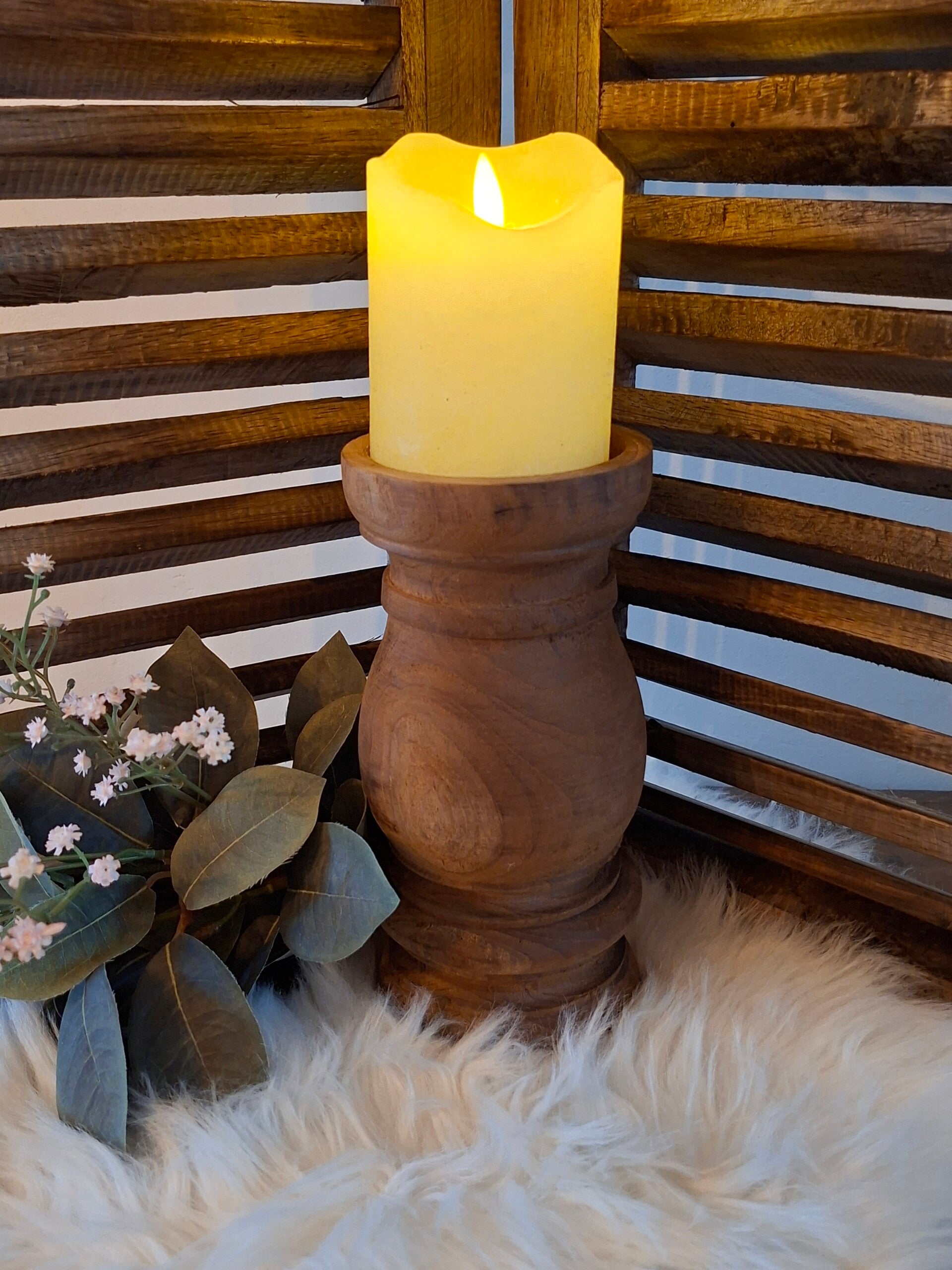 Houten kandelaar H20cm