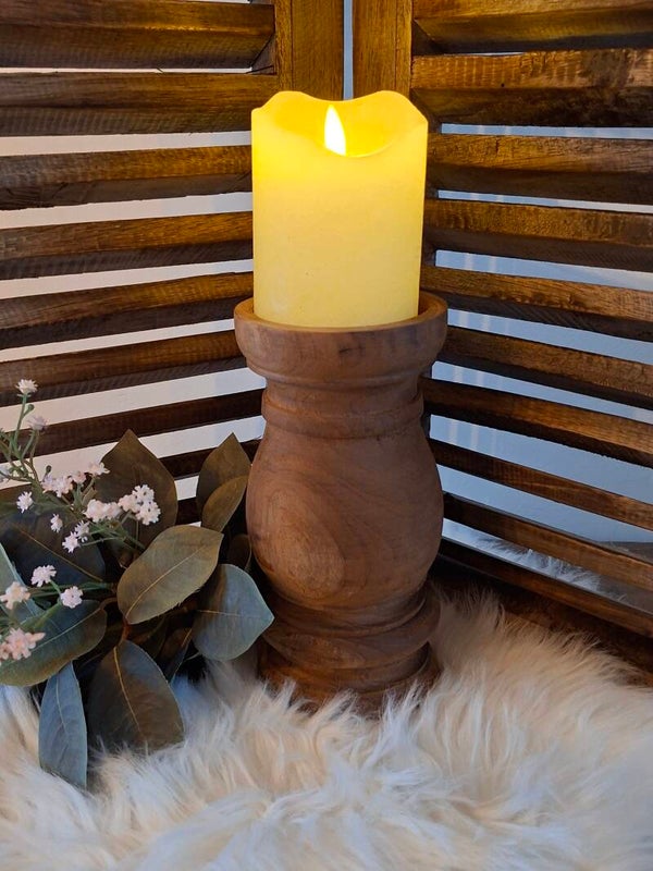 Houten kandelaar H20cm