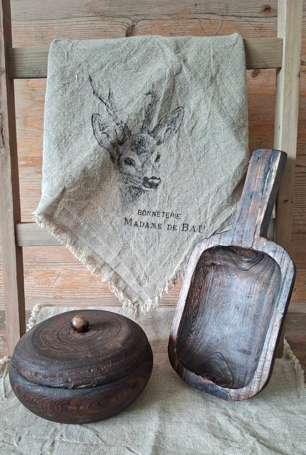 Shabby doek met afbeelding hert