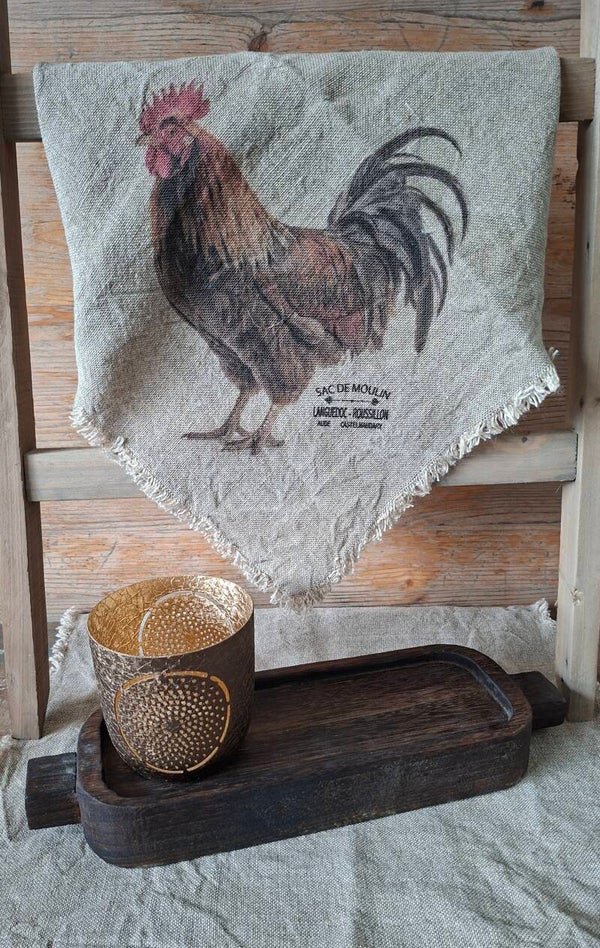 Shabby doek met afbeelding haan