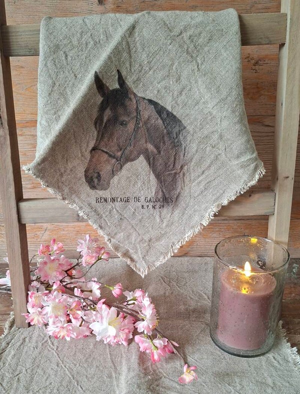 Shabby doek met afbeelding paard