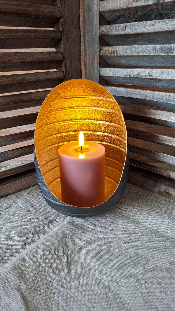 Aluminium theelichthouder black/gold