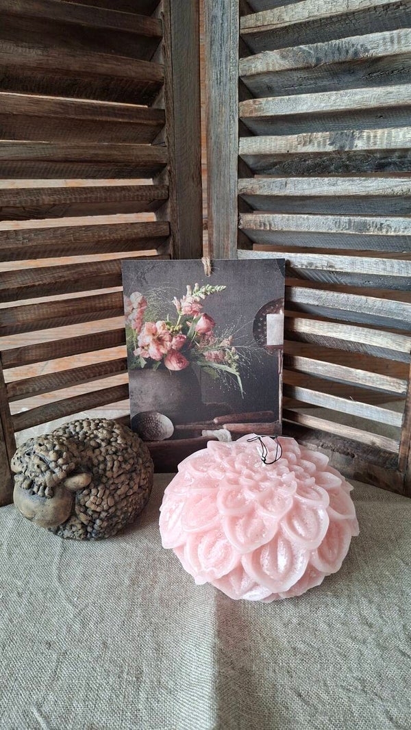 Kaars Dahlia old light pink 15x10cm