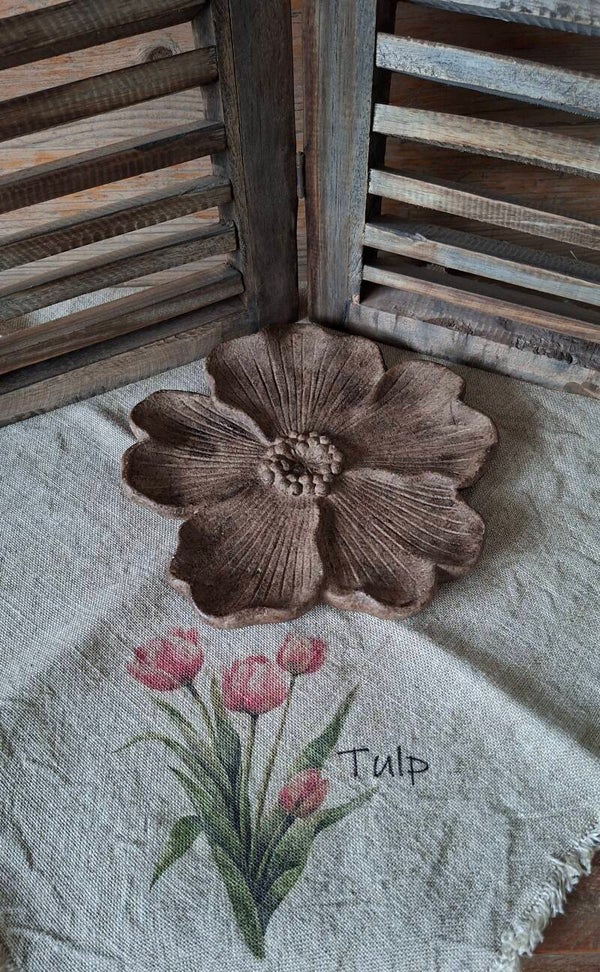 Aardewerk plateau floral maat S bruin