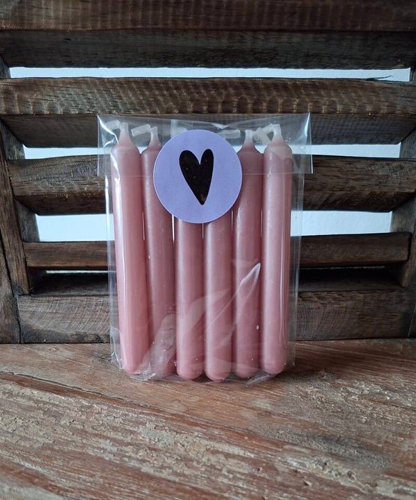 Cadeautje met 6 mini kaarsjes roze