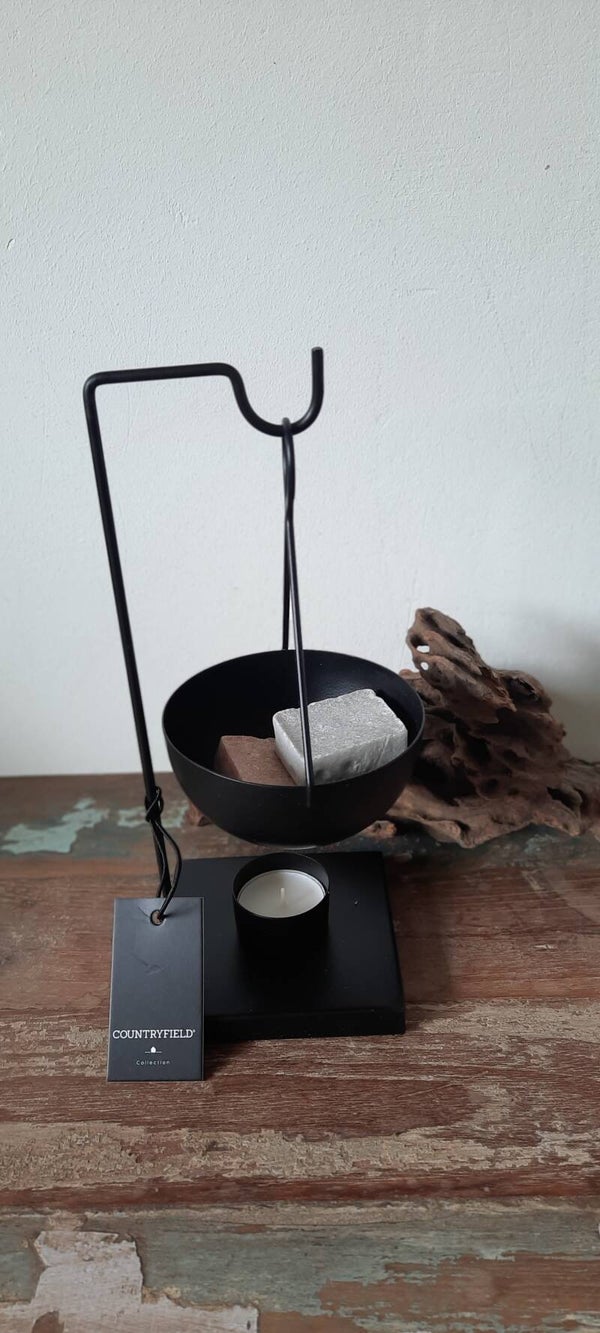 Geurbrander zwart metaal H26cm