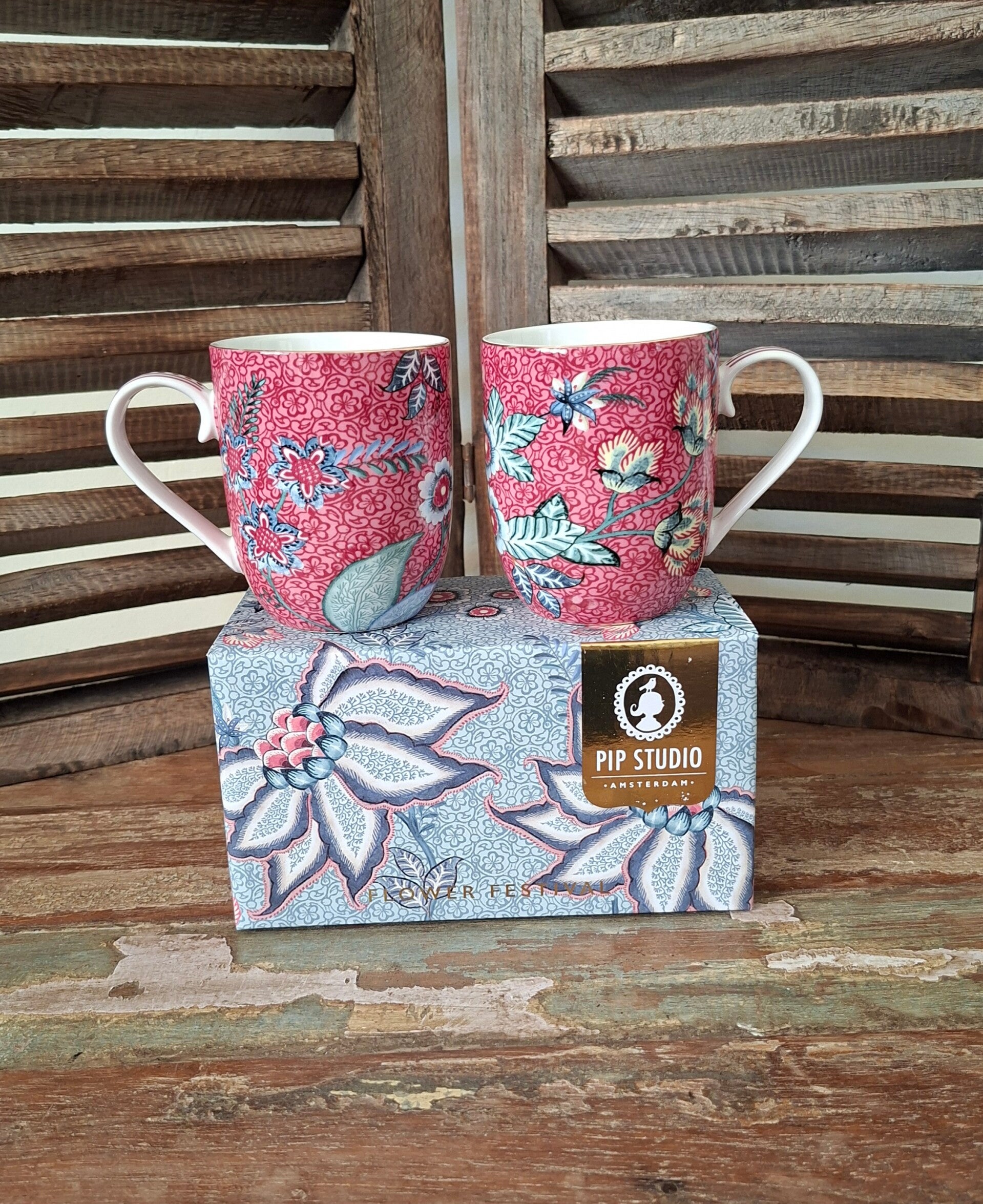 Pip Studio 2 mokken maat S Flower Festival Dark Pink
