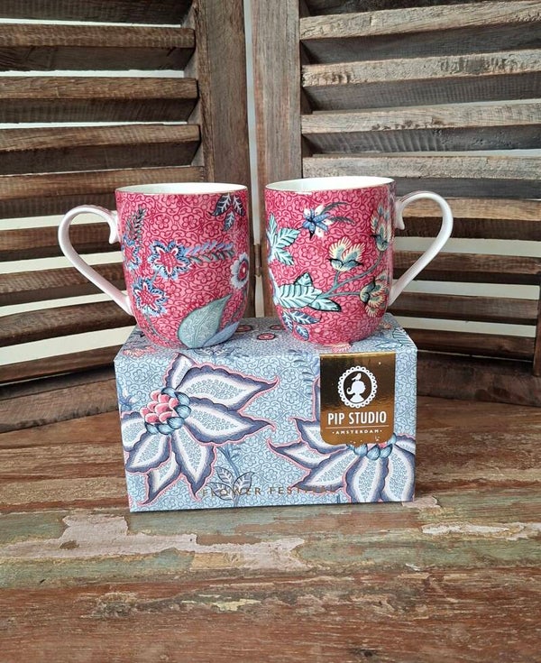 Pip Studio 2 mokken maat S Flower Festival Dark Pink