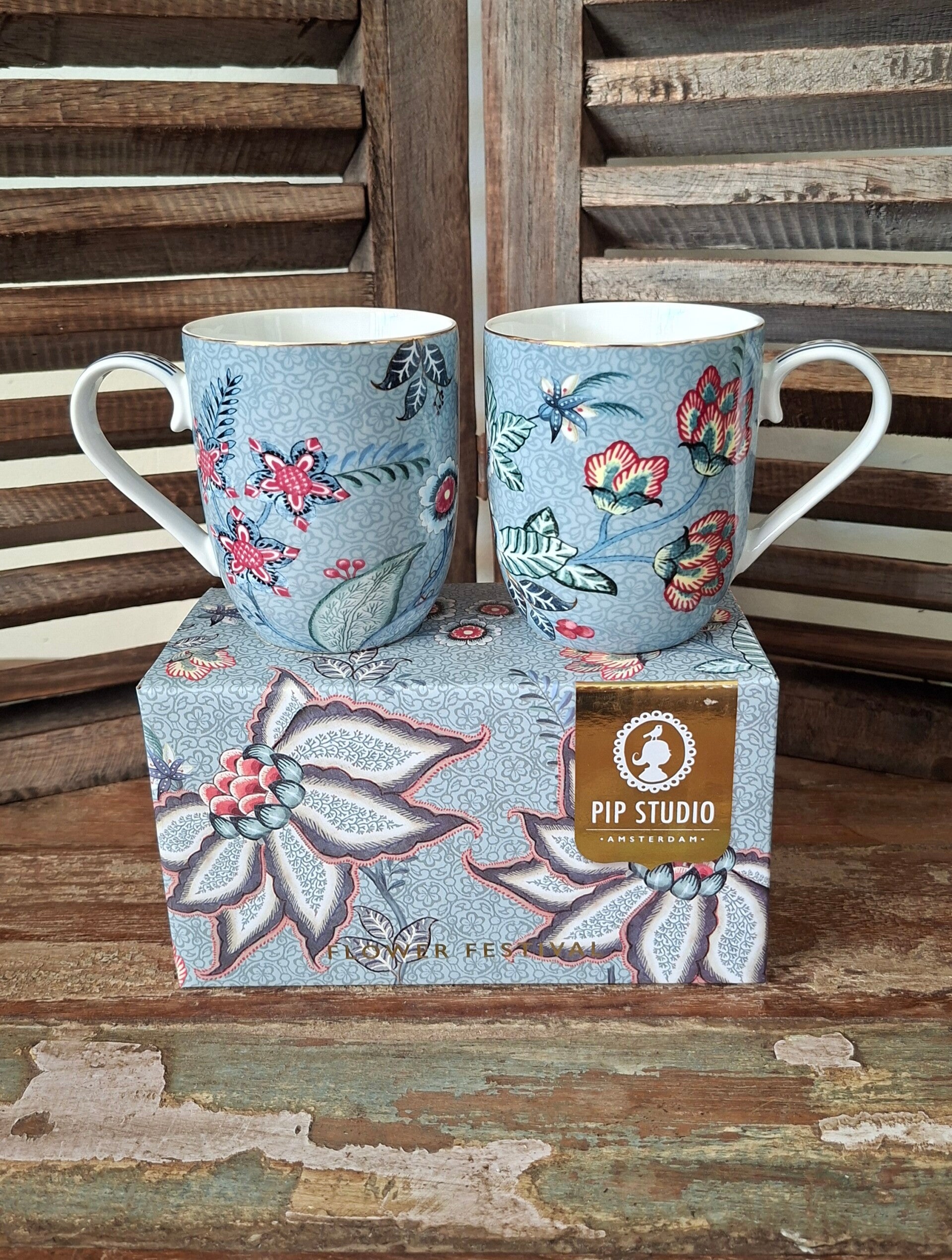 Pip Studio 2 mokken maat S Flower Festival Light Blue