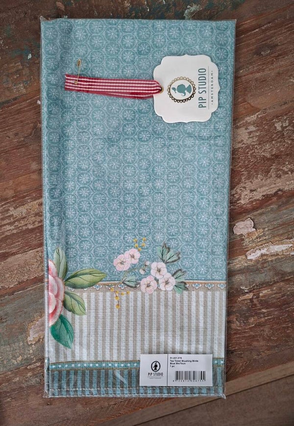 Pip Studio theedoek Blushing Birds Blue 50x70cm