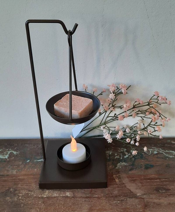 Geurbrander Abeki metaal donker bruin H23cm