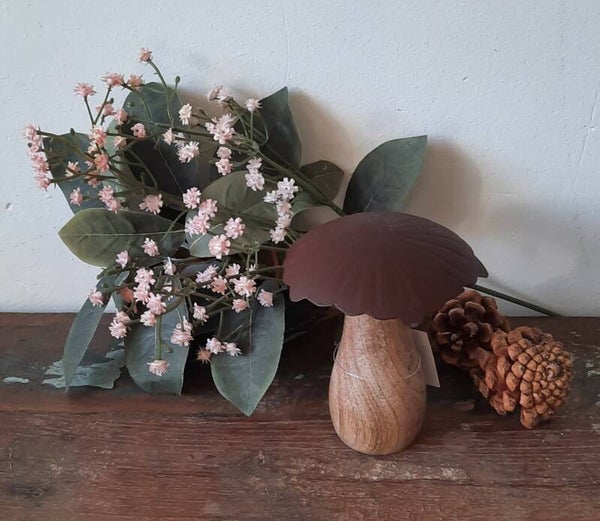 Decoratieve paddenstoel met mangohout en roest metaal