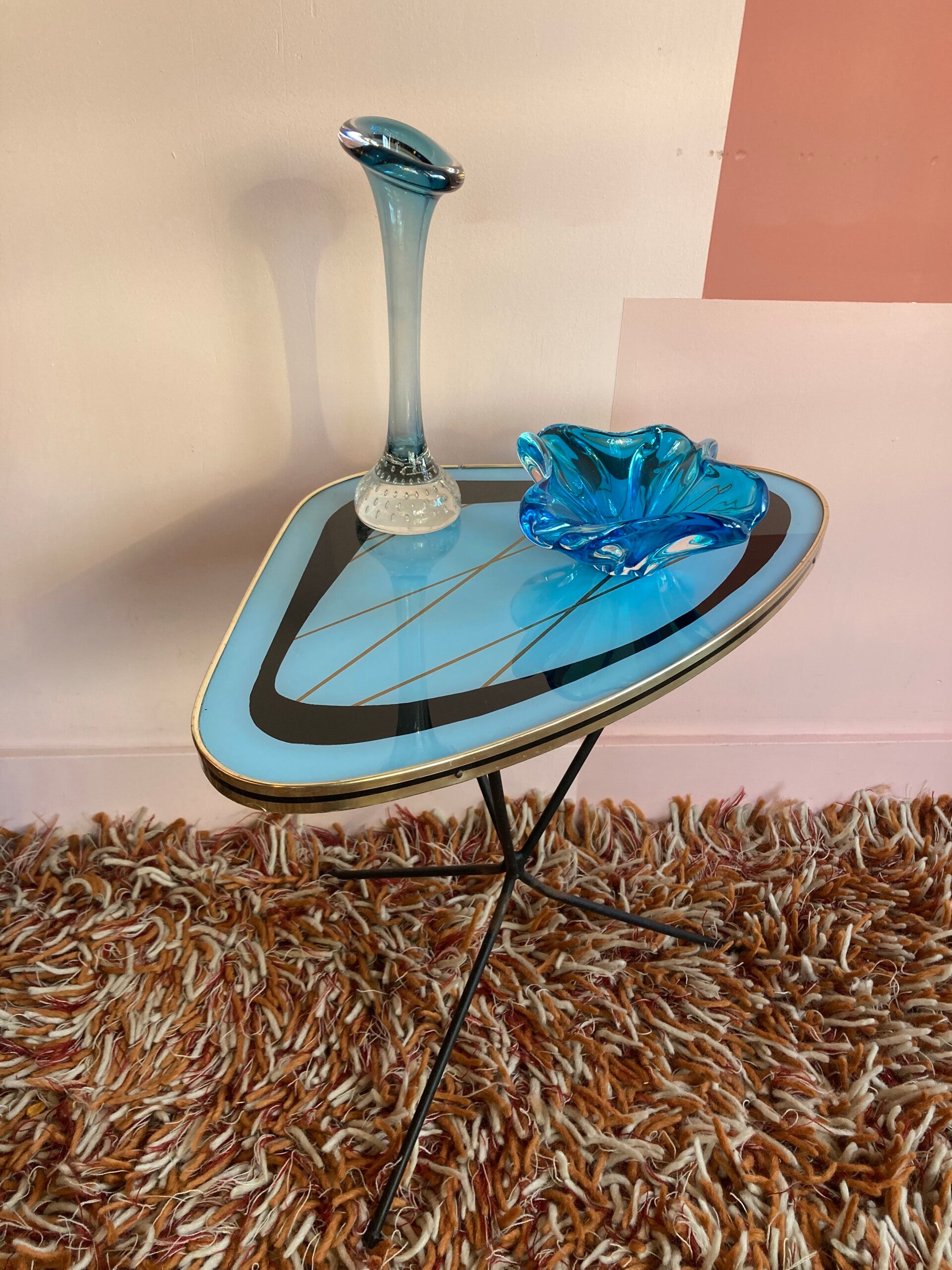 Vintage plantentafeltje jaren ‘60, blauw blad