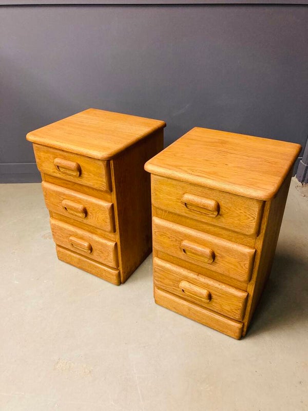 Ladekastjes jaren ‘80, set, massief eiken