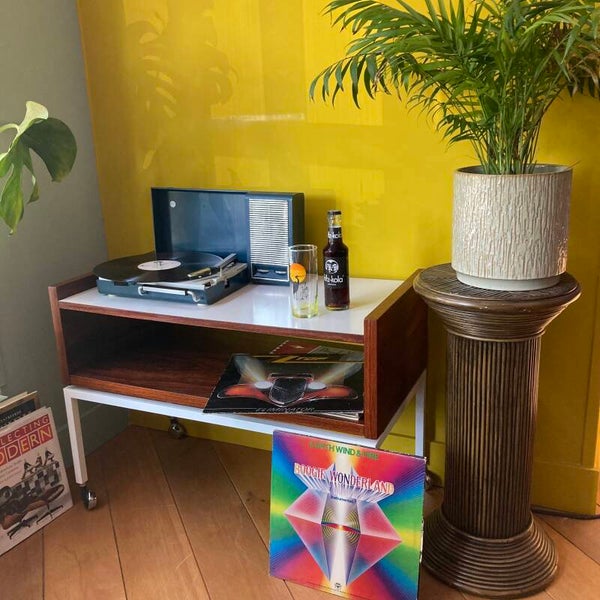 Vintage jaren ‘70 trolley / platentafel