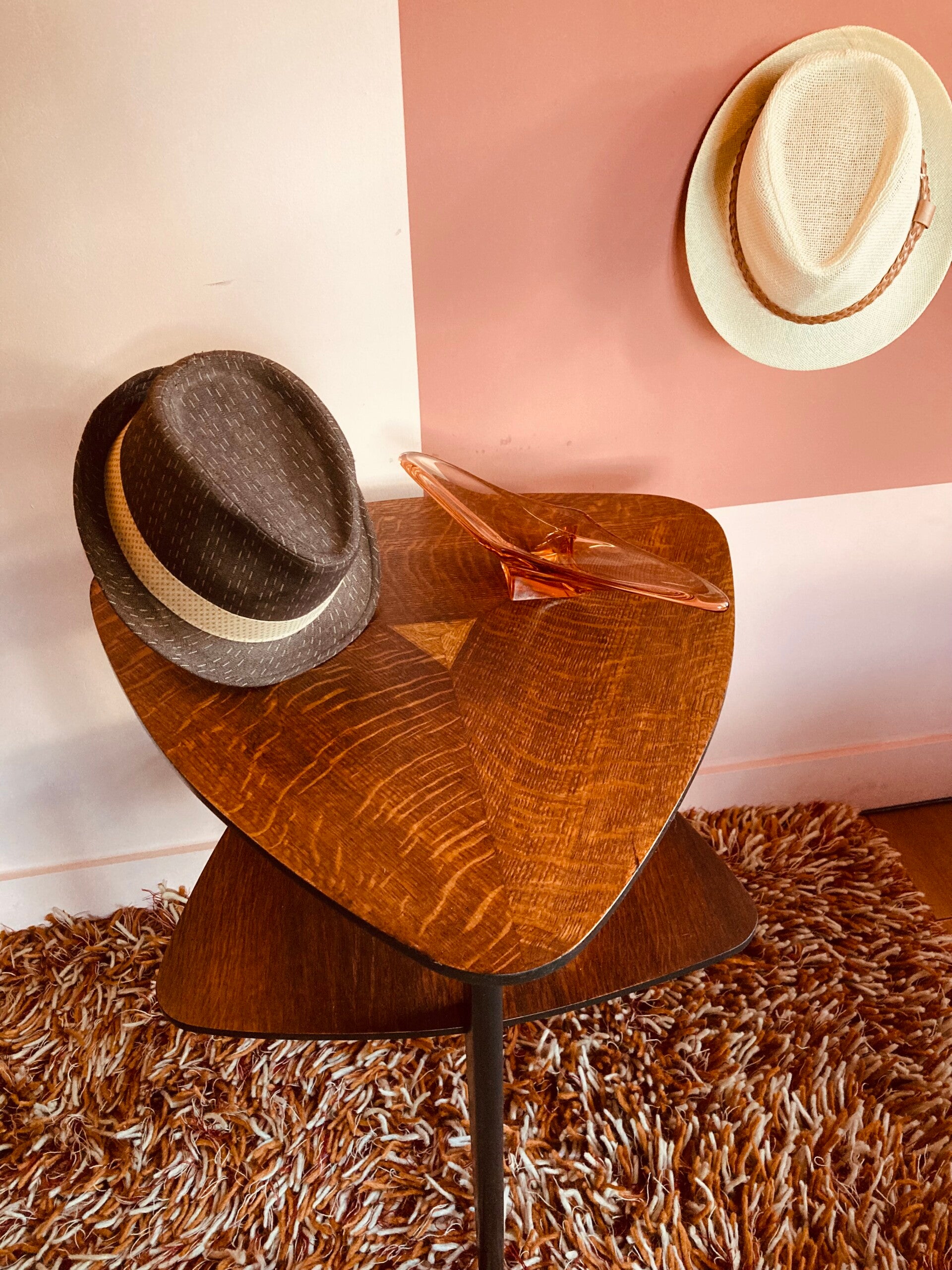 Bijzettafel mid-century, Frans, eikenhout