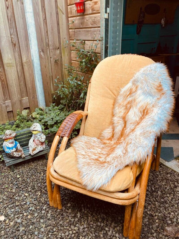 Vintage rotan fauteuil, boho stijl