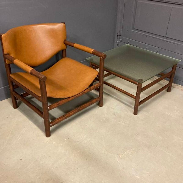 Brutalistische fauteuil en tafel, Braziliaans jaren ‘70