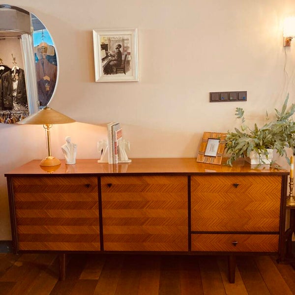 Mid-century dressoir, teak fineer, lak