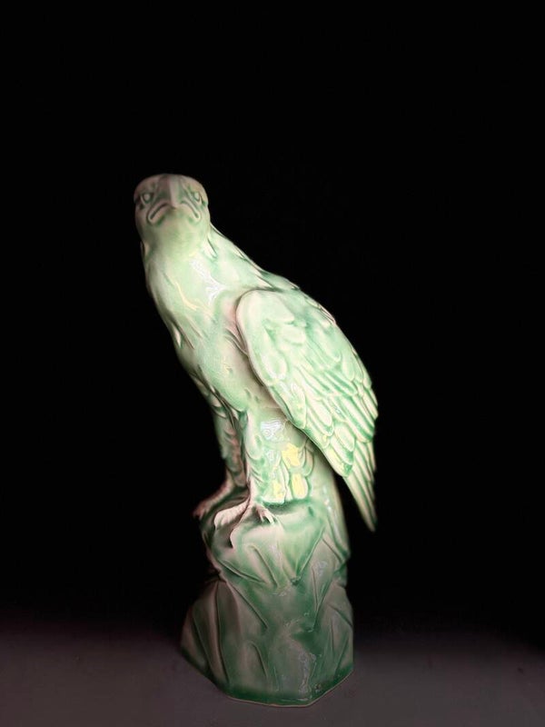 Art deco beeld groen keramiek, adelaar, jaren ‘30
