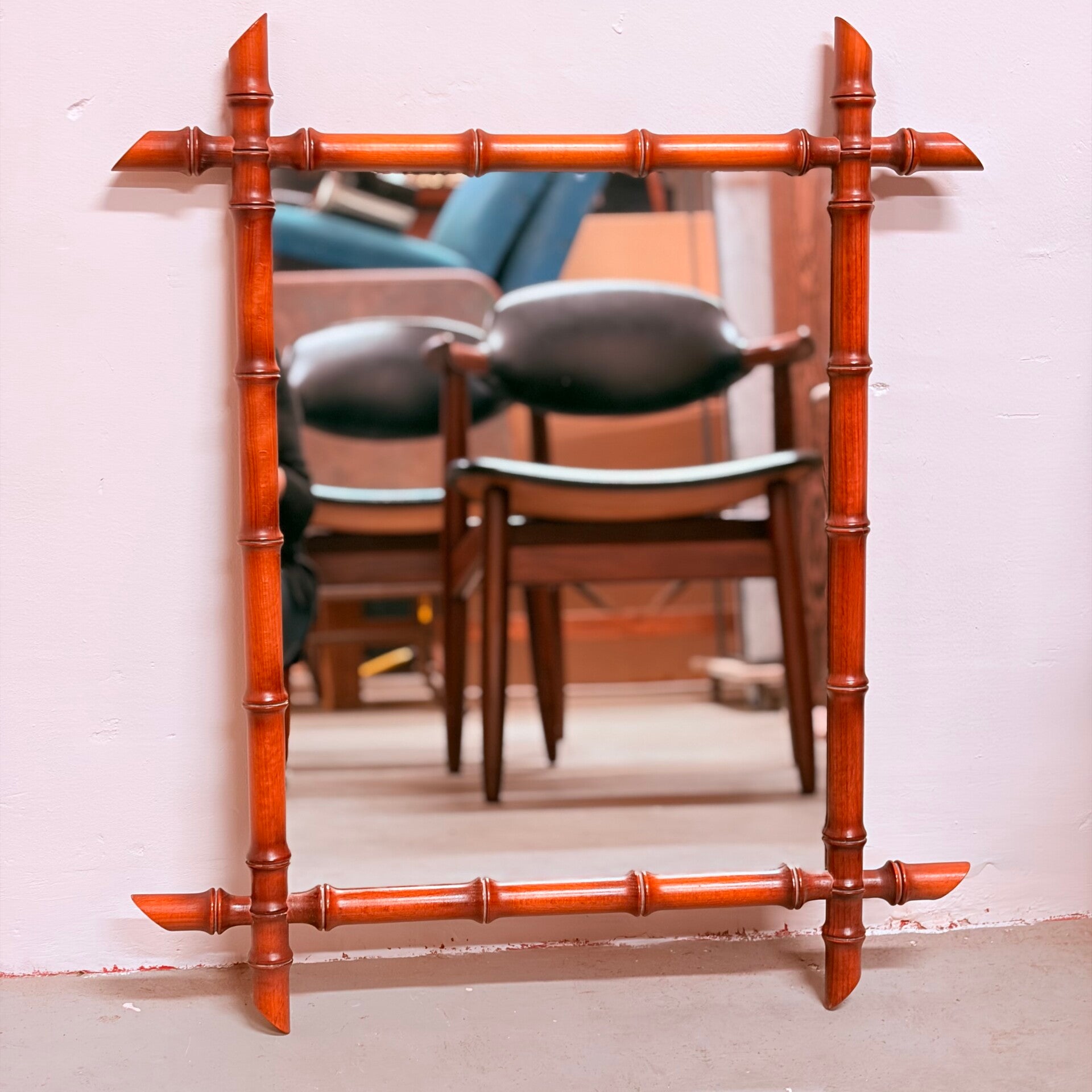 Vintage faux bamboo spiegel jaren ‘70