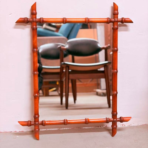 Vintage faux bamboo spiegel jaren ‘70