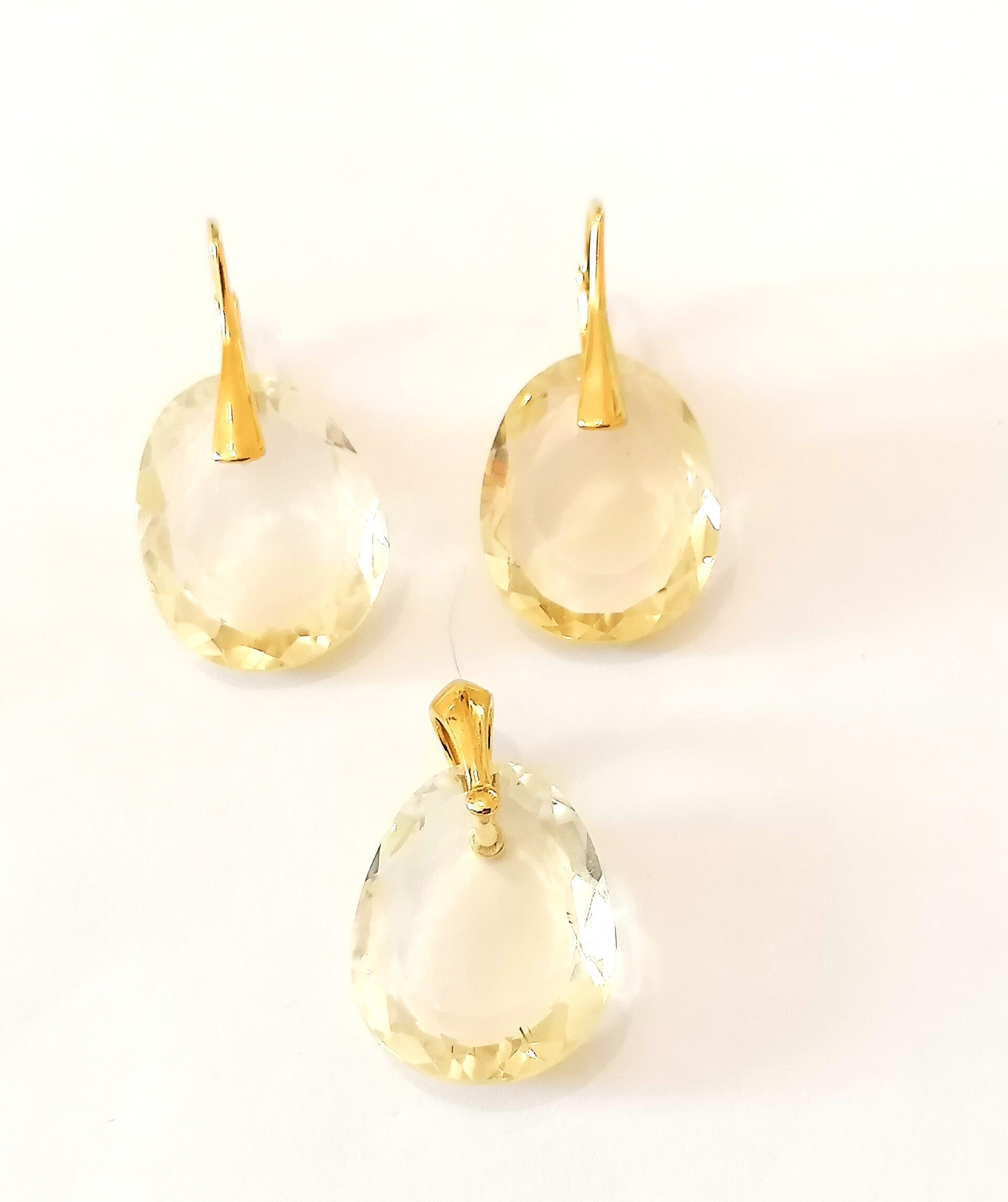 Kolczyki i zawieszka ze szlifowanego cytrynu