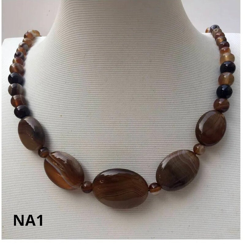 Naszyjniki z agatów w kolorze brązowym