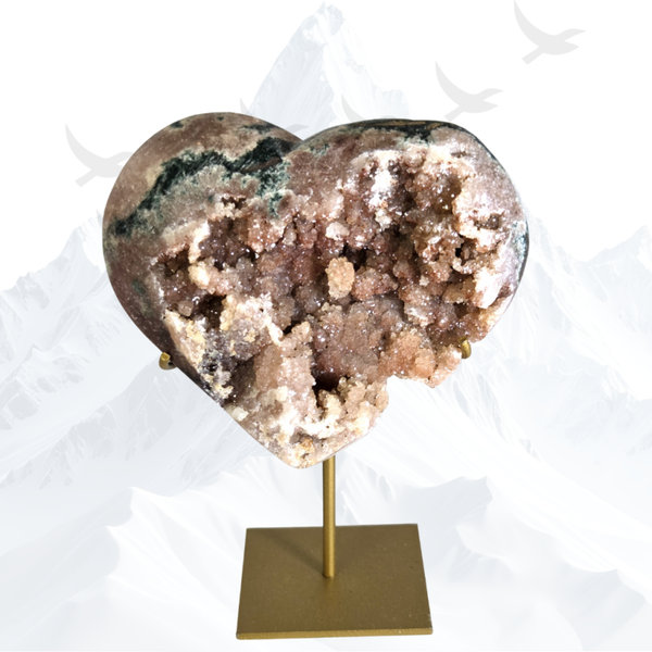 Roze Amethist Hart op Standaard - 0151