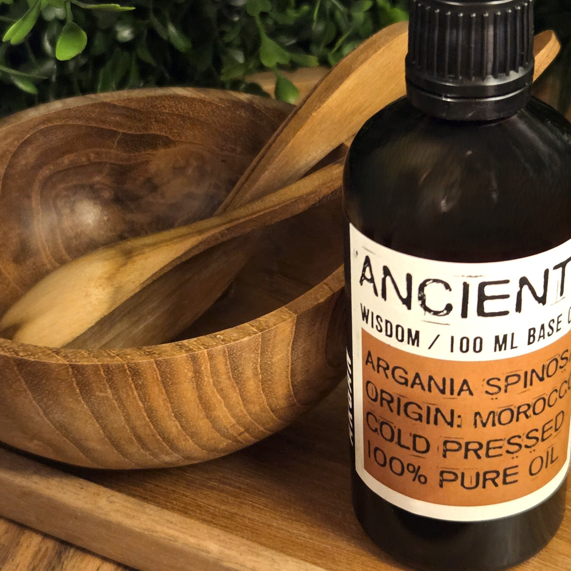 Argan Basisolie van Ancient Wisdom, voor huid en haar, 100 ml.