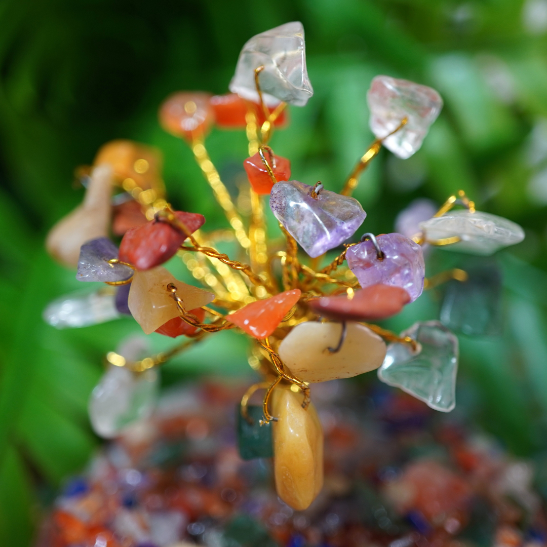 Chakra Edelsteenboom tuintje in een glazen stolp