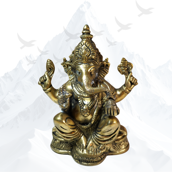 Ganesha Zittend Messing - 260010