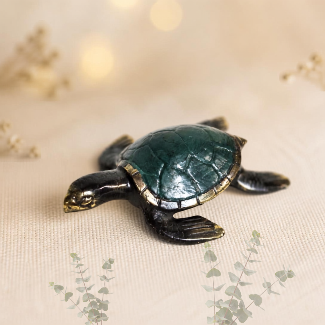Messing zeeschildpad set van 3.