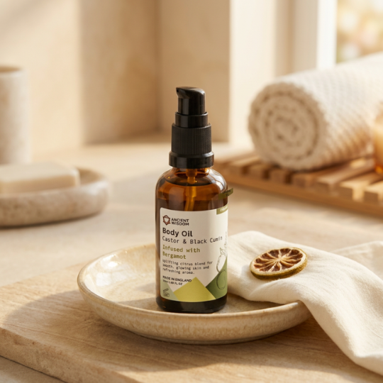 Bergamot body oil van Ancient Wisdom, 50 ml