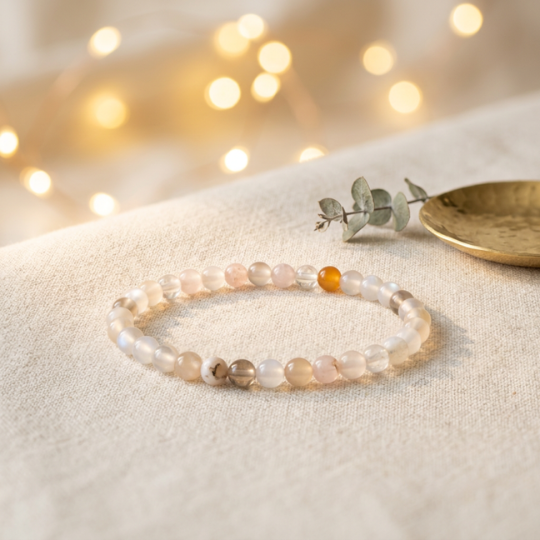 Bloemagaat kralenarmband met 4 mm kralen.