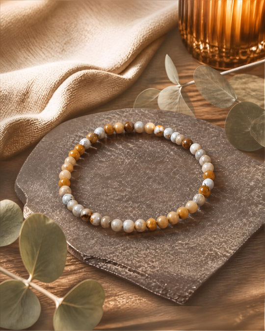 Fossiel Koraal armband met 4 mm kralen.