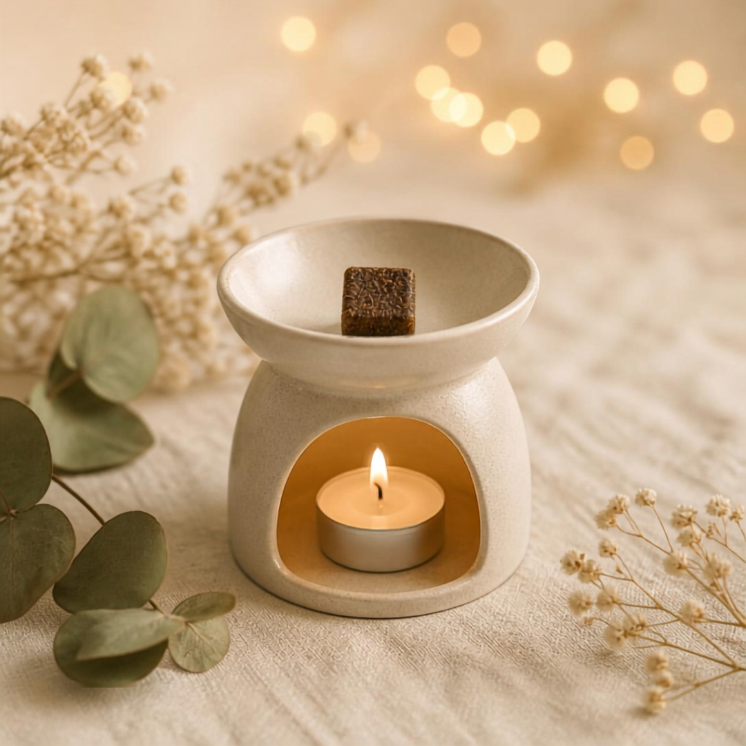 Aromafume wierookblokje in aroma brander.