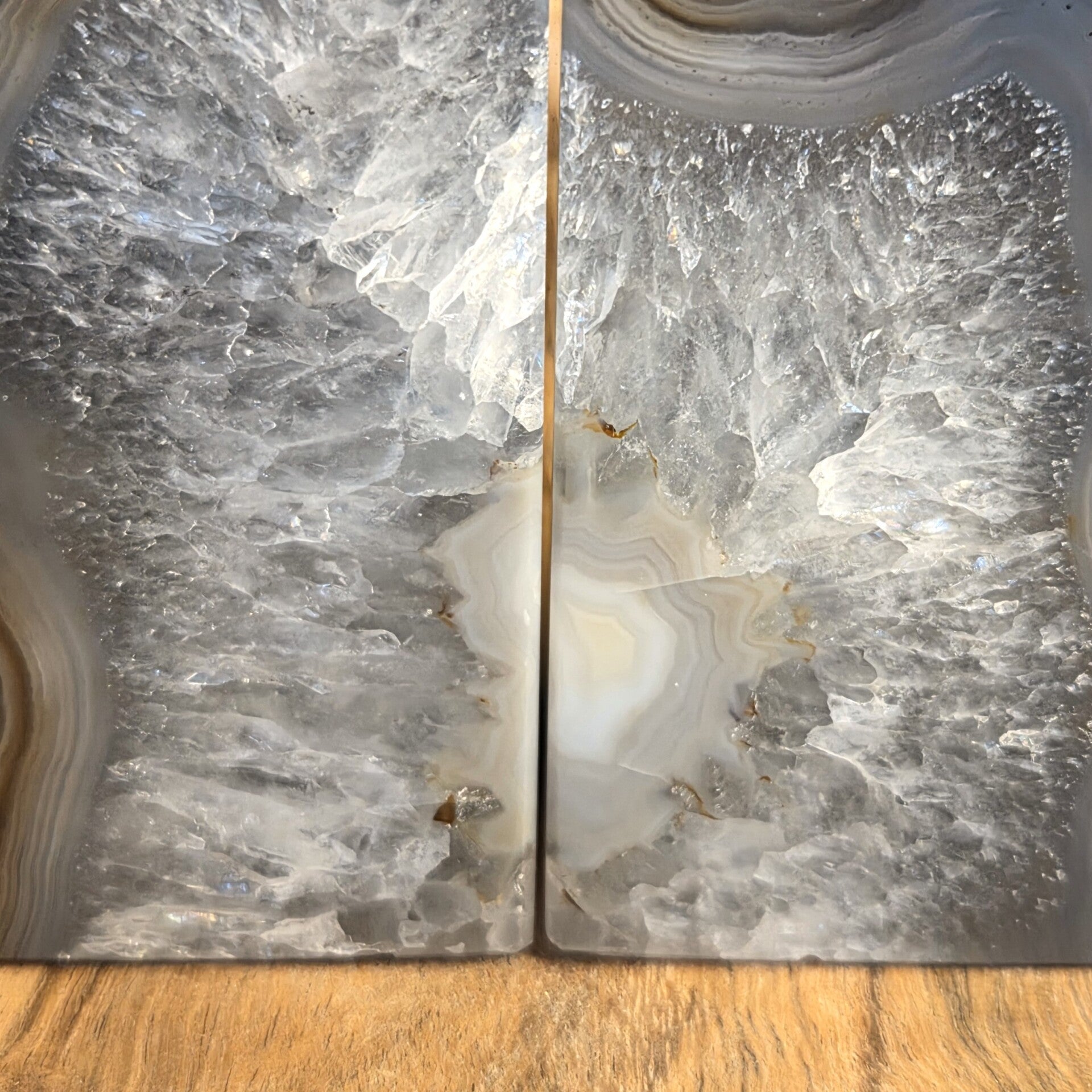 Agaat boekensteun set van ongeveer 1015 gram.