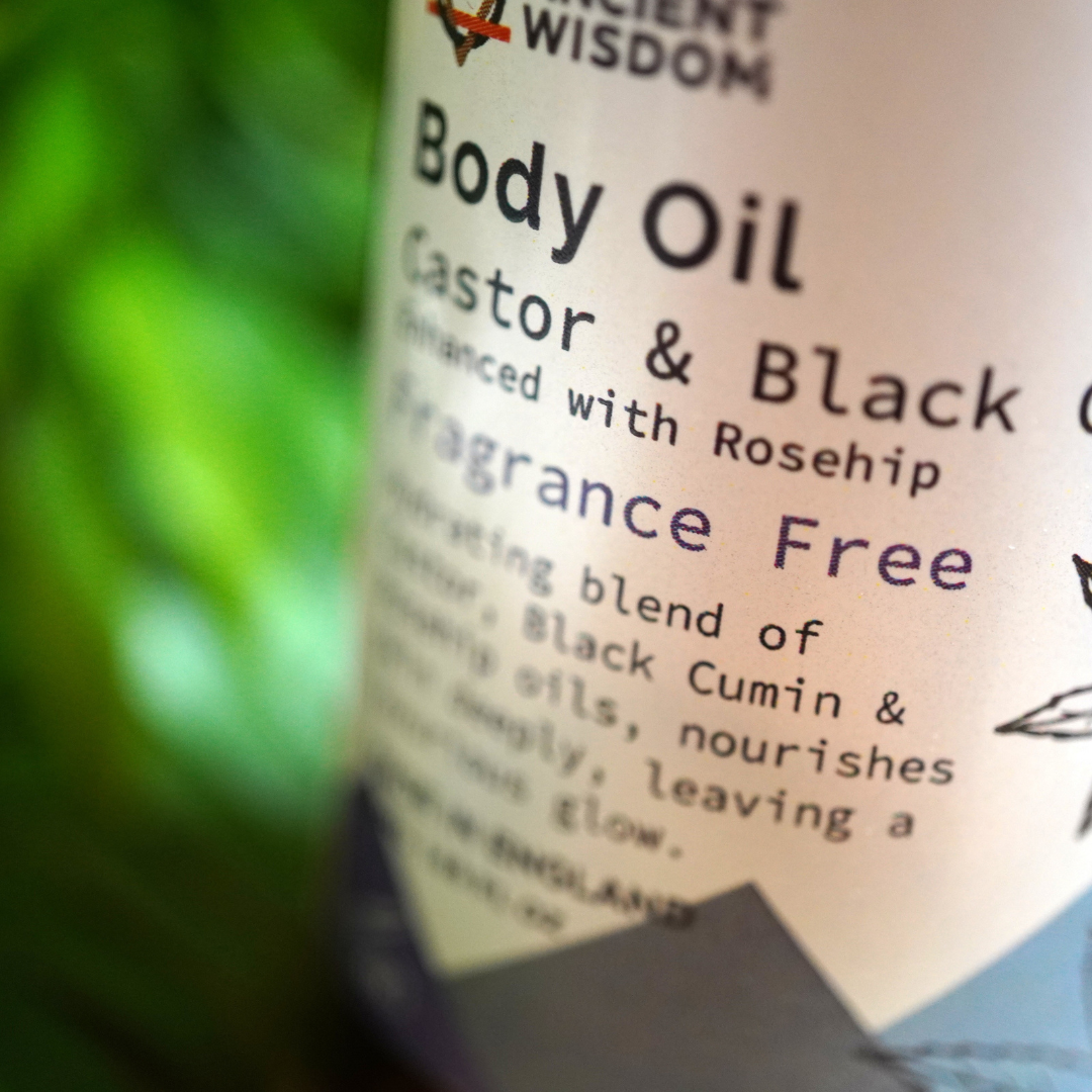 Ongeparfumeerde natuurlijke body oil van Ancient Wisdom, 50 ml