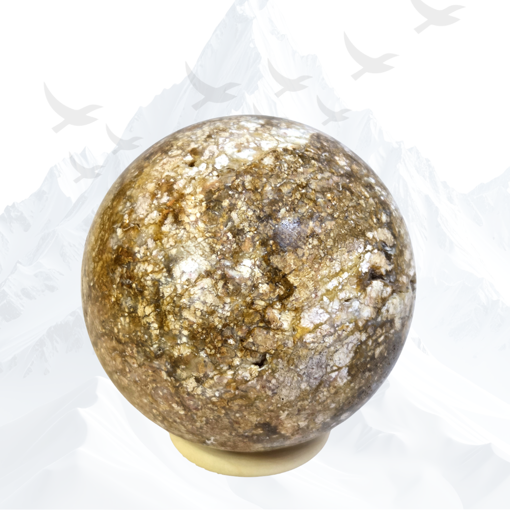 Prachtige gepolijste Breccie Jaspis bol uit Madagaskar.