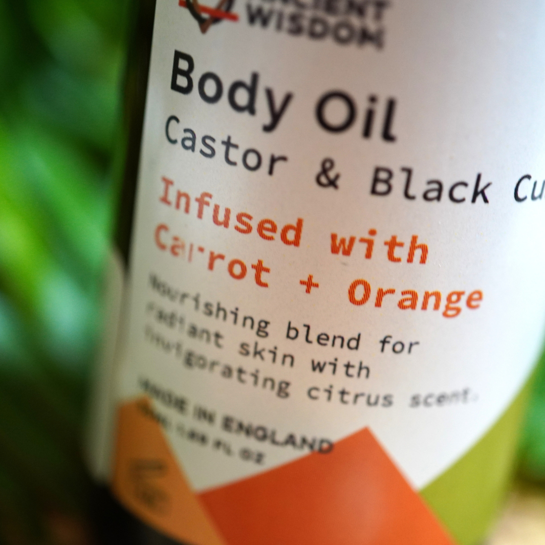 Body oil carrot orange (wortel, sinaasappel) van Ancient Wisdom, 50 ml