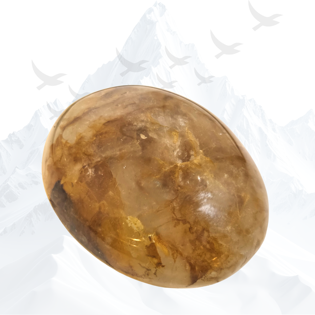 Golden healer, of limonietkwarts, handsteen.