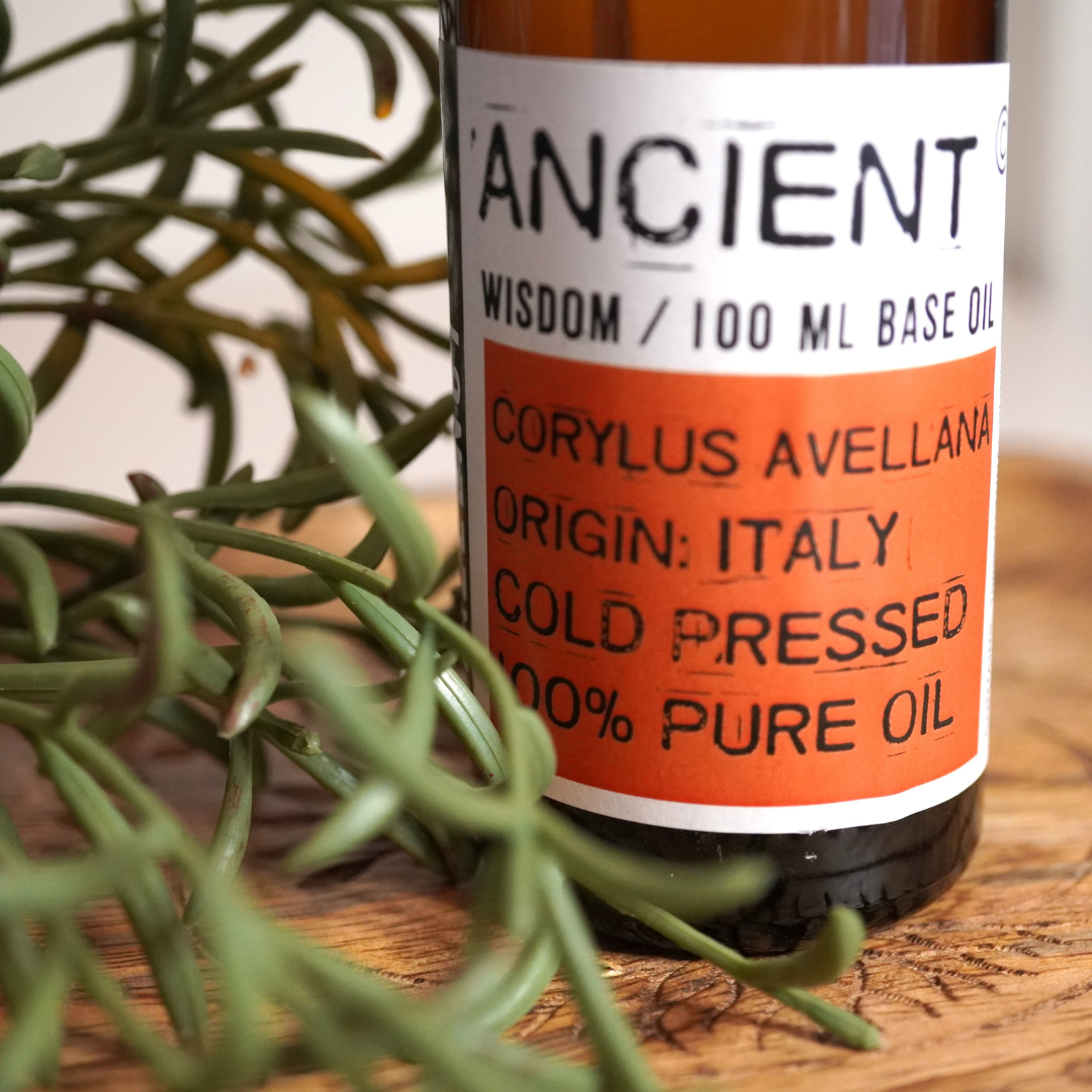 100% Pure hazelnoot basisolie van Ancient Wisdom, 100 ml.