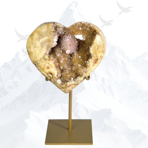 Roze Amethist Hart op Standaard - 0341