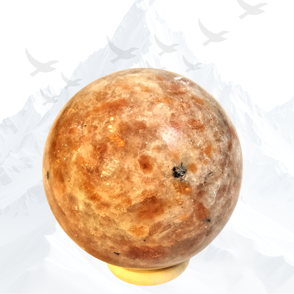 Zonnesteen bol, gepolijst.