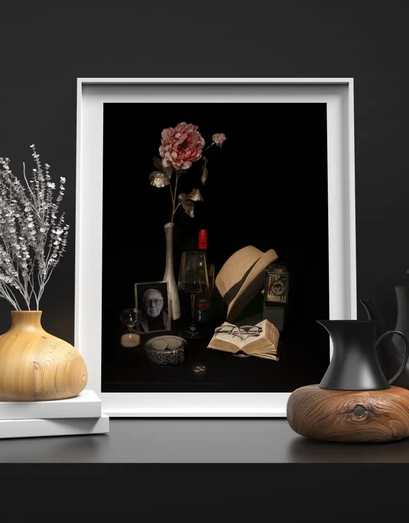 Stilleven gedenkfoto man